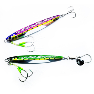 3D夜光鱼鳞UV铁板铅鱼海钓马鲛鲅鱼马友炮弹鱼带亮片三本钩路亚饵