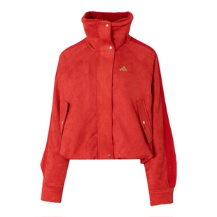 阿迪达斯女装2026马年新年款三条杠加绒保暖夹克外套 KH2661 2662