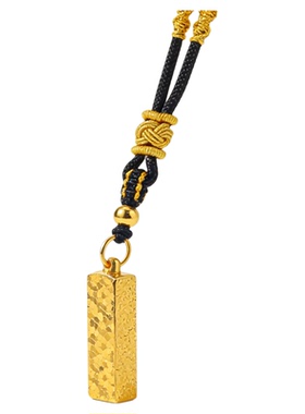 四方来财金包银吊坠金色项链