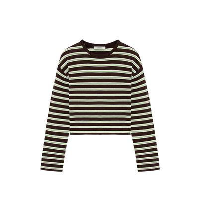 MESUX米岫25秋治愈衫系列桑蚕丝条纹宽松圆领针织衫上衣MNFUE409