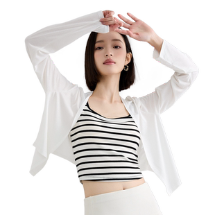 莫代尔冰丝蓝色开衫外搭薄款女夏季针织空调衫罩衫薄纱夏天上衣