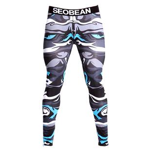 SEOBEAN/希宾时尚脸谱花纹 运动打底裤男士秋裤超薄款保暖裤衬裤