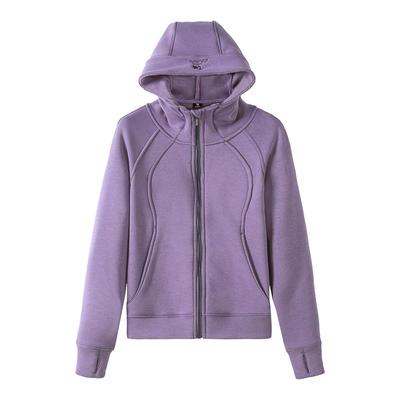 骆驼小蛮腰外套女秋冬季针织加绒连帽卫衣收腰显瘦收腰修身开衫