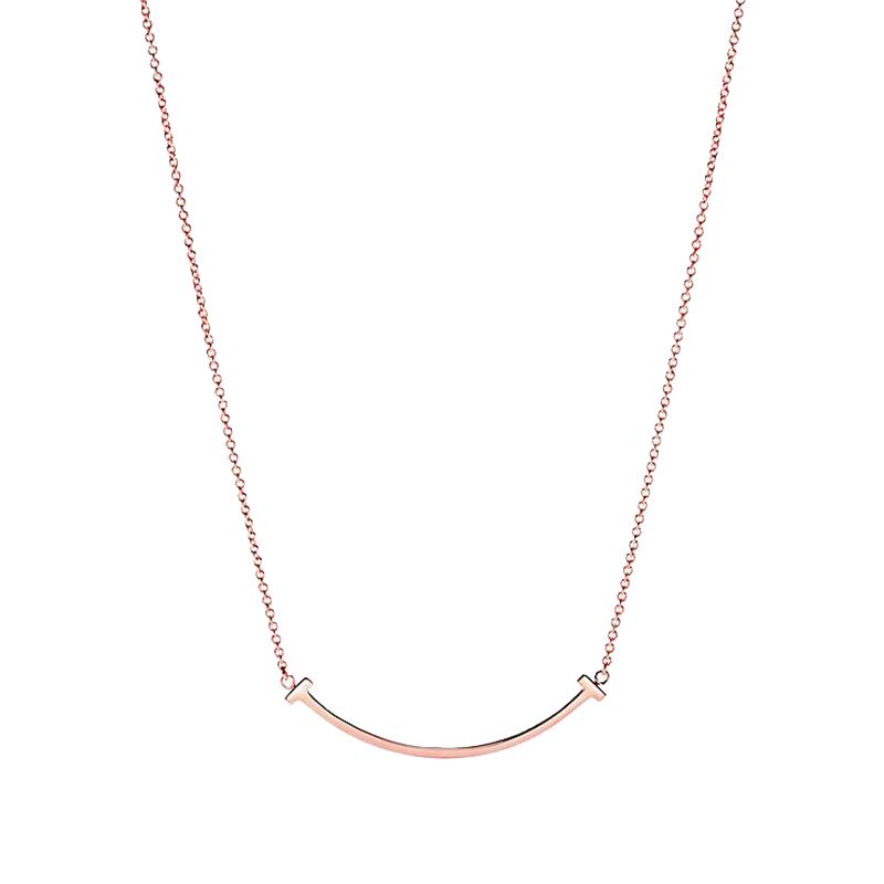 【自營】中古99新蒂芙尼Tiffany T系列微笑項鏈小號18K玫瑰金