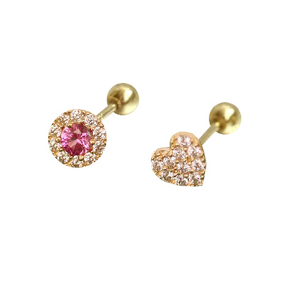 拧螺丝黄金耳钉白小C拧螺丝