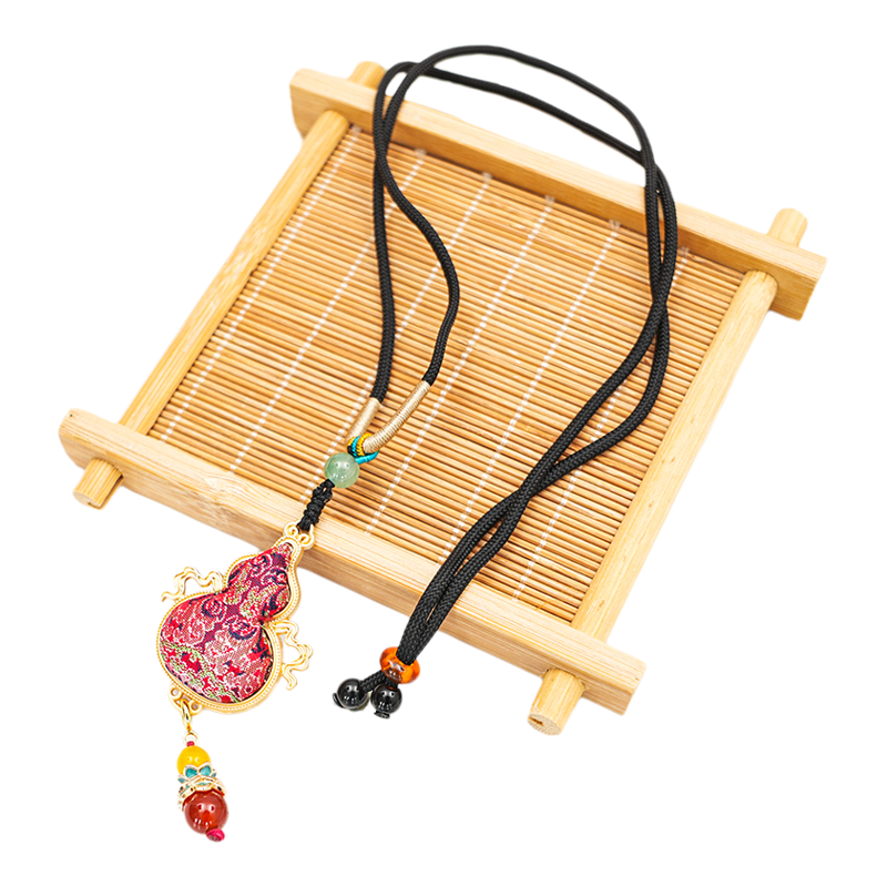 宋锦真丝手工葫芦项链国风彩色