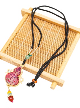 宋锦真丝手工葫芦项链国风彩色