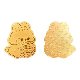 喜乐兔手机黄金贴女黄金片足金999招财金片手机装饰创意生日礼物