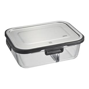 德国GEFU不锈钢盖长方形分格玻璃保鲜盒密封盒收纳盒饭盒便当盒可