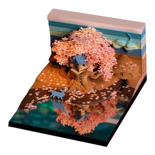 2026一鹿有你樱花之约树屋3D立体日历纸雕礼品可撕便利贴生日礼物