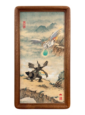 《黑白》中国风宝可莱西拉姆捷克罗姆新中式国画山水喷绘装饰画
