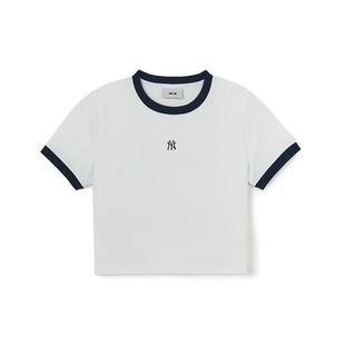 MLB官方 女款百搭时尚潮流短款修身显瘦正肩T恤夏季新款TSB69