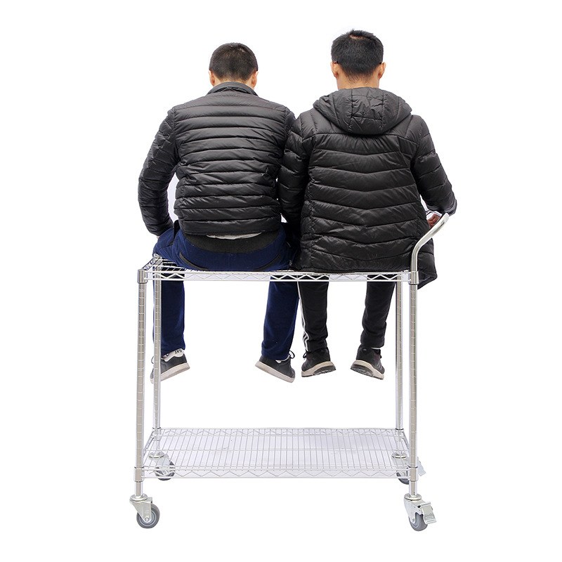 工厂仓库静音物料拣货分拣二层单扶手推车 车间周转带轮子工具车