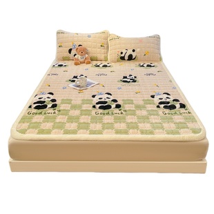 牛奶绒床盖单件2025新款冬加厚珊瑚宝宝绒榻榻米加绒床单人三件套