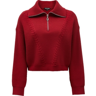 Vero Moda针织衫2025秋冬新款拉链纯色短款百搭红色毛衣325413025