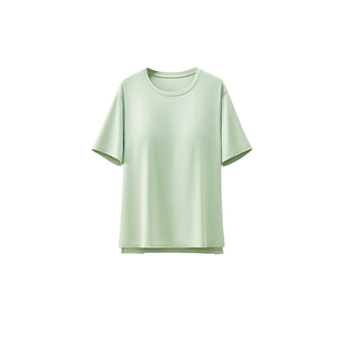 防凸点莫代尔睡衣上衣女带胸垫t恤单件夏冰丝大码短袖宽松家居服