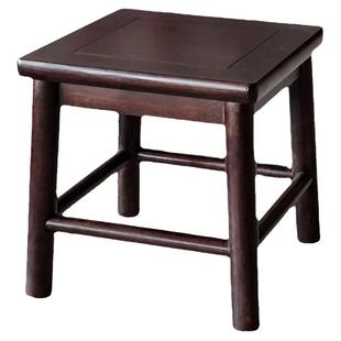 现代中式成人整装换鞋凳黑胡桃色黑色小板凳实木榫卯小方凳矮凳子