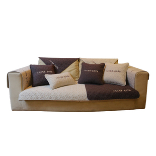 北欧时尚百搭黑白格沙发垫四季通用防滑布艺沙发巾简约现代沙发套