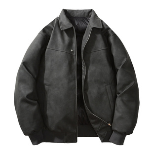 NASA STUSY美式2026冬季新款加厚保暖男款皮衣防寒羽绒服外套