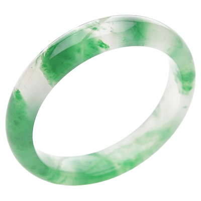 豪8印象·翡王妃F525048F128非洲翠手镯圈口52.9mm冰种绿飘花玉镯