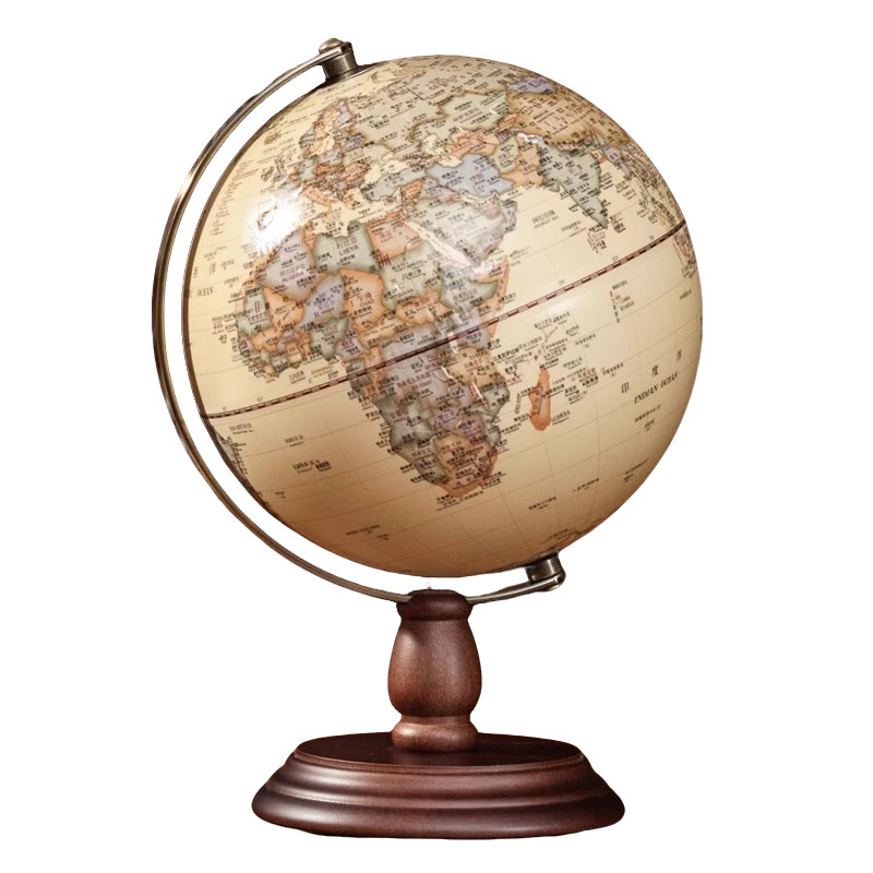 乔迁送礼高档客厅摆件美式复古木质地球仪桌面摆件书房装饰礼品