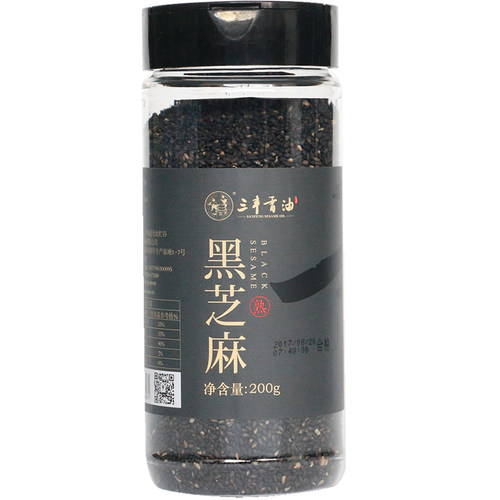 山东三丰香油黑芝麻炒熟烘焙原料200g即食干吃五谷杂粮