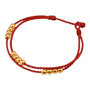 蒸蒸日上足金红绳手链小克重黄金苹果珠手绳叠戴手链新年礼物女士