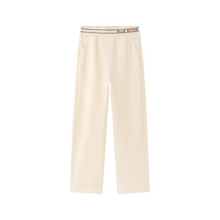 ELLE Active户外加绒保暖休闲长裤秋冬新款质感纹理直筒裤女显瘦