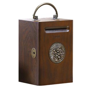 存钱罐实木创意木质纸币硬币储蓄罐男孩大人网红女孩带锁储钱罐