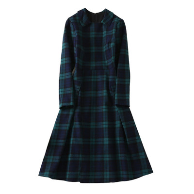 王妃同款格子英伦修身连衣裙