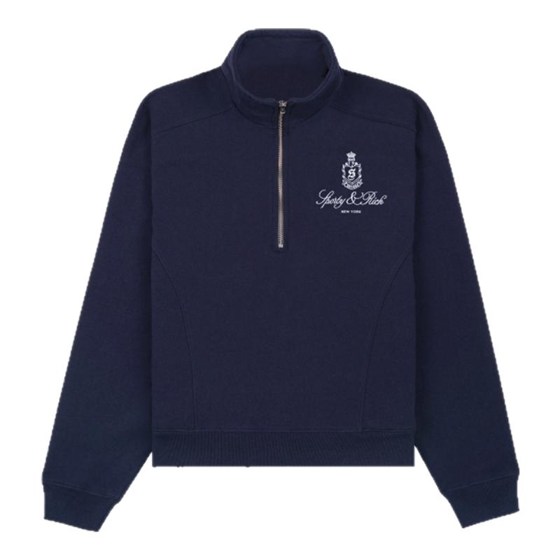 [明星同款]Sporty&Rich Preppy系列Vendome美式复古拉链休闲卫衣