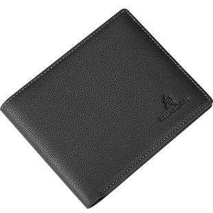 稻草人钱包男短款真皮简约薄款皮夹青年韩版短夹横款对折牛皮钱夹