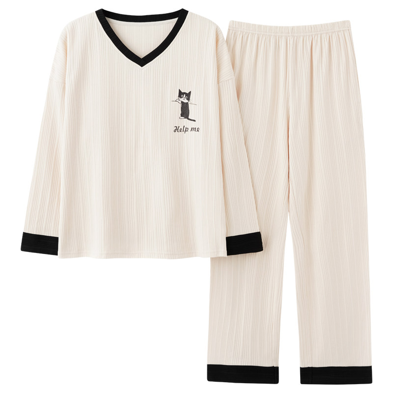长袖睡衣套装女士夏冬天家居服