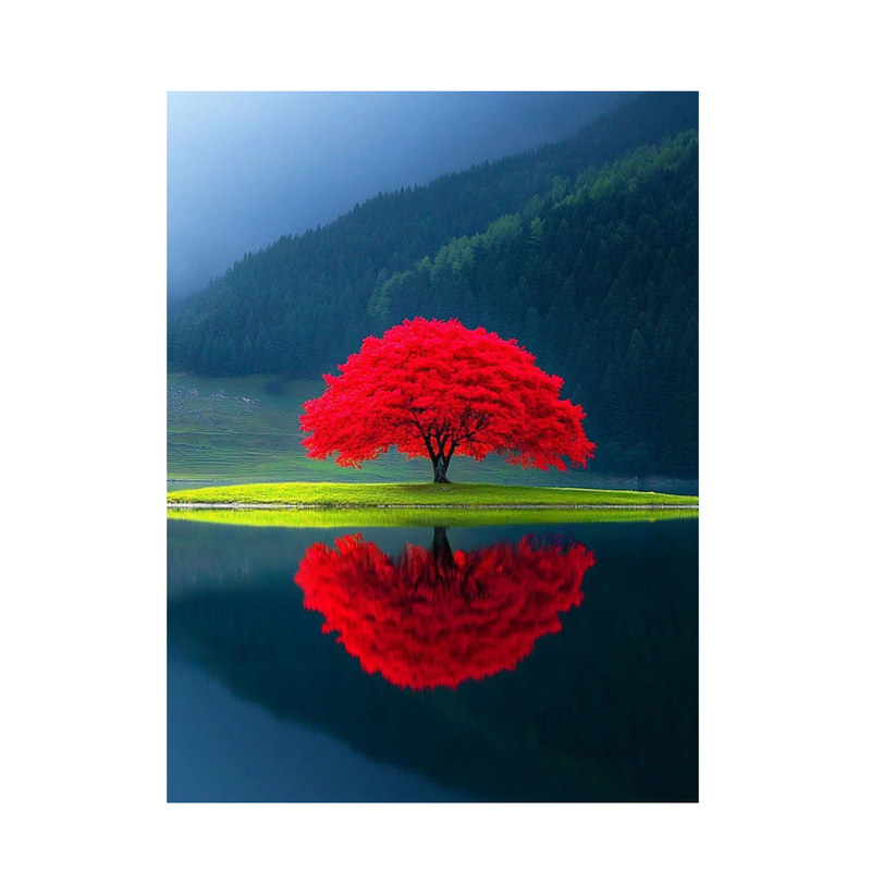治愈系绿水青山自粘海报贴画