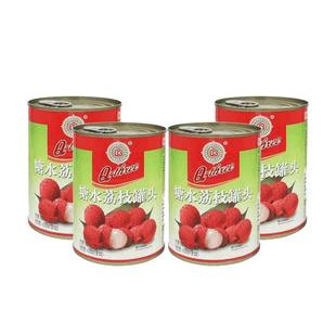 Q3糖水黑叶荔枝罐头567g*4罐果肉粒新鲜水果即食商用奶茶烘焙原料