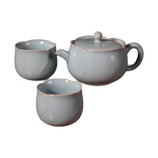 汝州原产地原矿汝瓷 王振宇 天青釉 解语花茶壶 一壶两杯 四杯