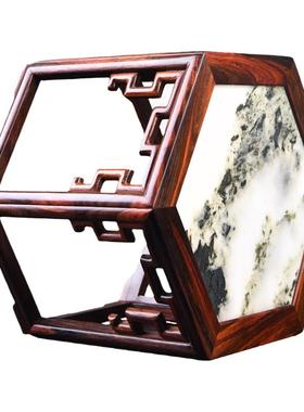 六角家居客厅盆栽架红木大理石