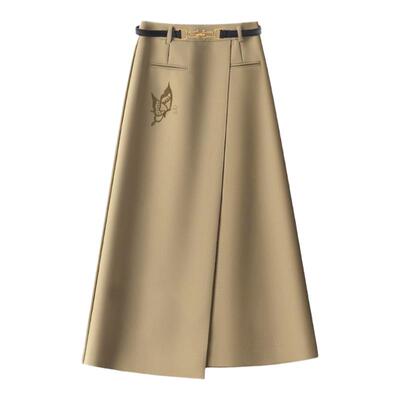 7437-8【乱针刺绣】高端气质半身裙女春夏季新款高腰刺绣A字裙