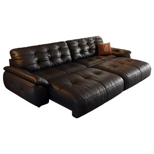 政府补贴法莎蒂云朵真皮电动沙发床意式复古风客厅书房多功能伸缩