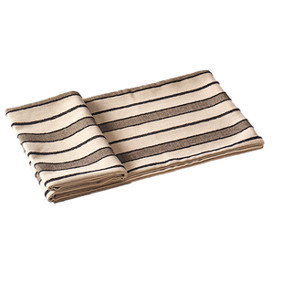 慕布卡MOBUKIA棉桌旗茶席茶旗柜旗床旗桌布双面条纹大地色系定制