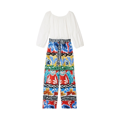 Desigual【Stella Jean设计师】热带风印花拼接收腰连体裤