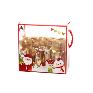 新春除夕夜包装袋牛轧糖礼盒手提包装盒透明雪花酥糖果塑料盒子