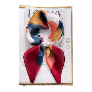 小方巾丝巾女四方形纱巾职业装春秋夏季搭配衬衫护颈围脖子薄围巾