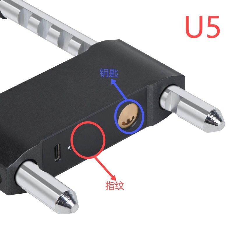 指纹U型锁玻璃门双门智能密码形防盗推拉门锁刷卡电子u商铺办公室