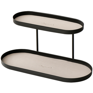 小西家北欧风铁艺皮革双层收纳架化妆品置物架首饰架玄关展示架