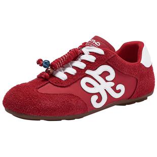 热风平底德训鞋女鞋2025年冬季新款女士时尚休闲鞋百搭慢跑鞋子