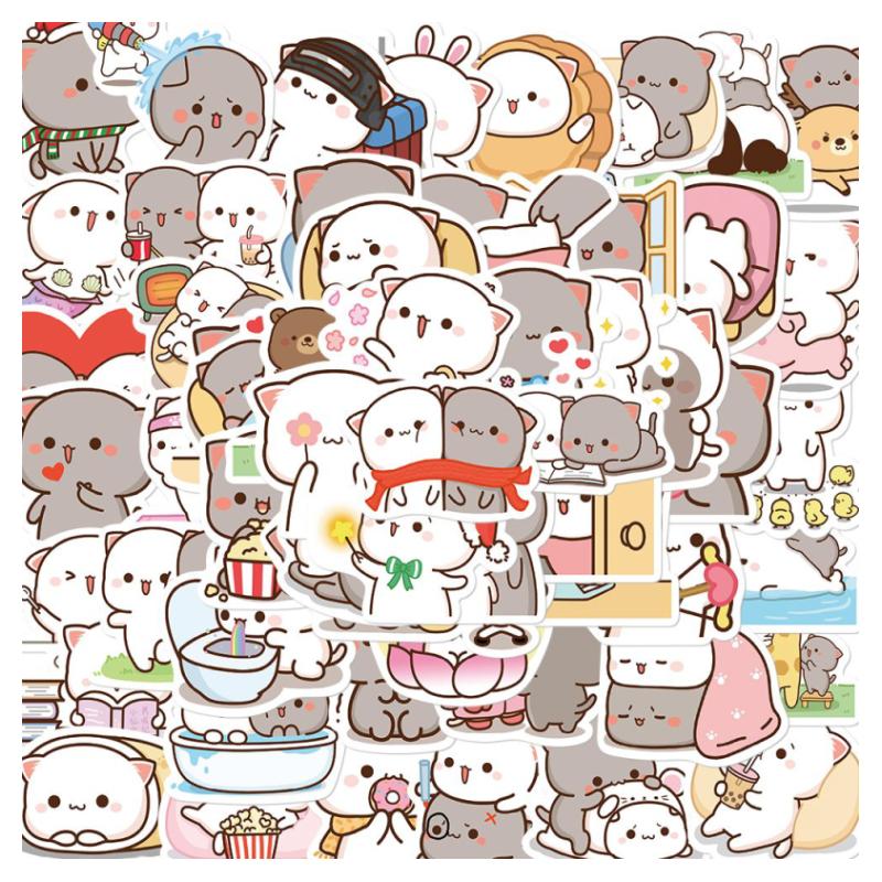 一二布布贴纸60张卡通装饰手账笔记本手机ins可爱小熊猫防水贴画