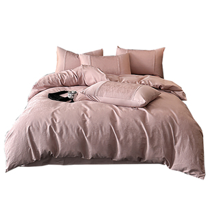 60S纯色提花豪华四件套纯棉全棉四季通用a类母婴级裸睡床单三件套