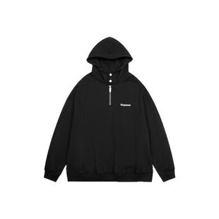 GOGOSOON连帽卫衣男350g新款2025秋冬半拉链美式正肩内搭带帽潮Q