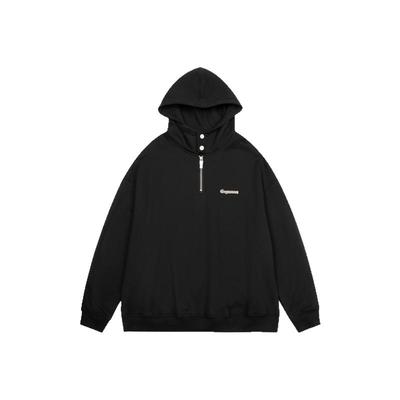 GOGOSOON连帽卫衣男350g新款2025秋冬半拉链美式正肩内搭带帽潮Q